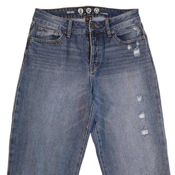 Button Fly ReWash Jeans Size 5 / 27 High Rise Crop Distressed Stretch Denim - Picture 2 of 9